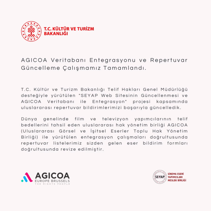 AGICOA Veritabanı Entegrasyonu ve Repertuvar Güncelleme Çalışmamız Tamamlandı